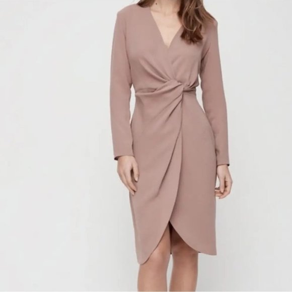 Babaton Dresses & Skirts - Aritzia Babaton Tadao Taupe Midi Longsleeve  Dress